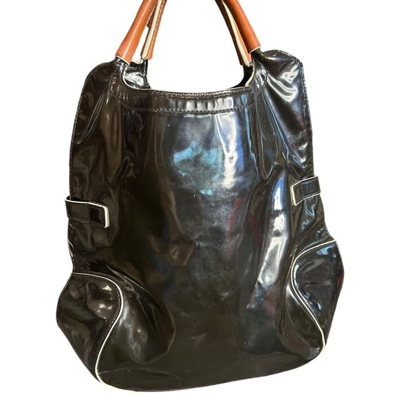 Rare ▶️ Kate Spade ◀️ black patent leather shoulder bag tote - Picture 3 of 16